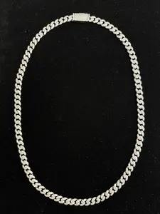 AXNT Solid 925 Sterling Silver 6MM Moissanite Cuban Chain