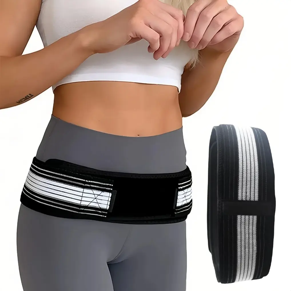 Unisex Sacroiliac Support Belt, Sporty Colorblock Polyester Hip Brace for SI Joint Pain Relief & Adjustable Posture - for Gym & Weight Training, Fitness, Back Pain Relief, Gym/Lifting, Si Joint Support, Chiropractor-Recommended
