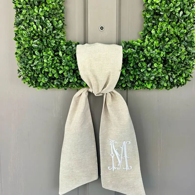 Linen Wreath Sash | Bridal Sash | Wedding Day Decor | Personalized Wreath Sash