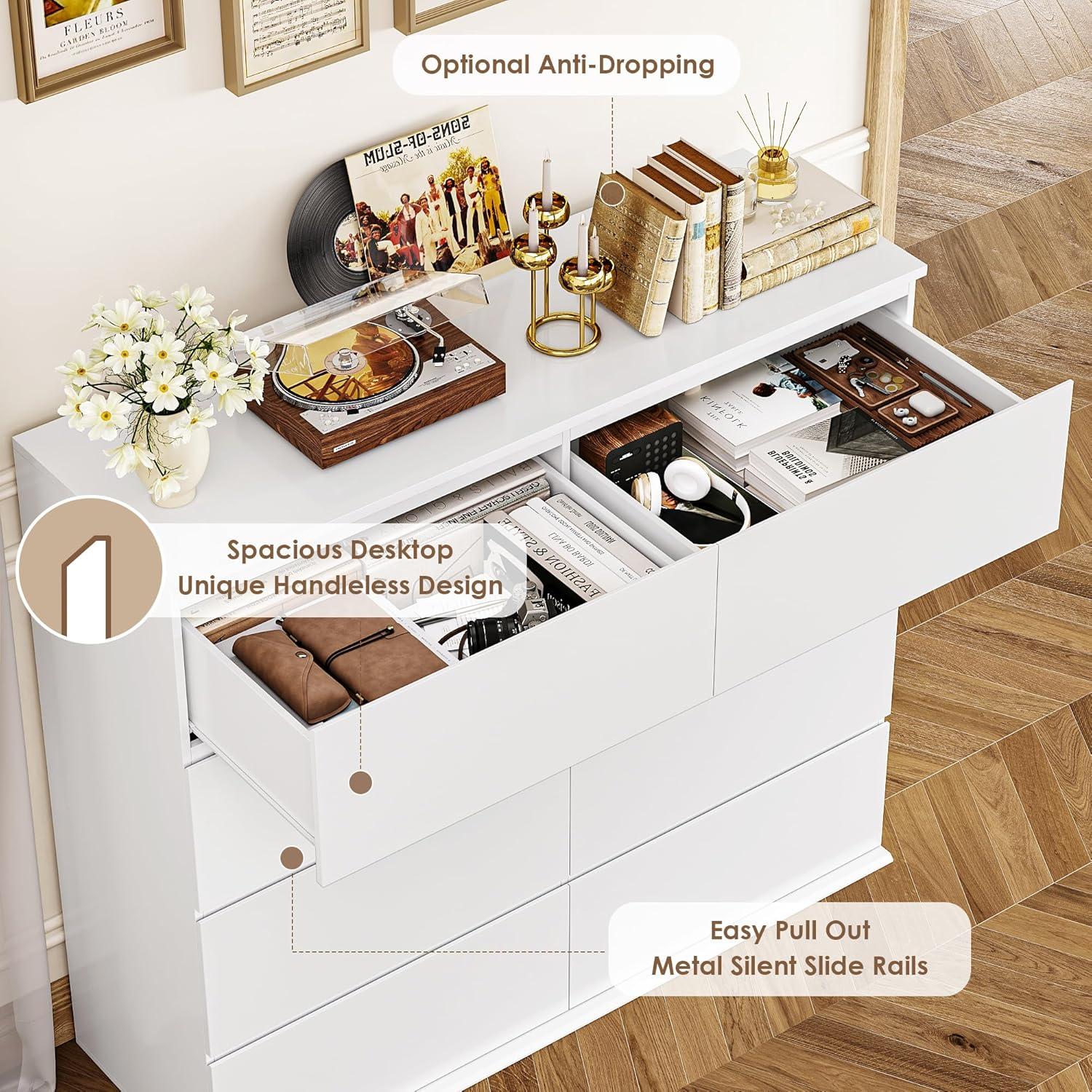 FOTOSOK 8 Drawer Dresser for Bedroom, Modern Wood Dressers with Deep Drawers for Living Room