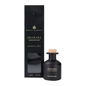 Matin Martin Shahama Reed Diffuser - Aromatherapy Diffuser for Home and Office - Long-Lasting, Elegant Scent Diffuser - Saffron and Apple - 5 oz