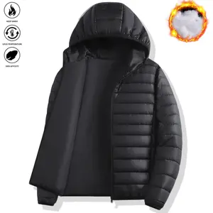 Men's Ultra-Lightweight Puffer Hooded Jacket – Fashionable Quilted Coat with Multiple Pockets, Ideal for Cold Weather – Perfect for Outdoor Activities and Everyday Wear casual woven fabric a goose