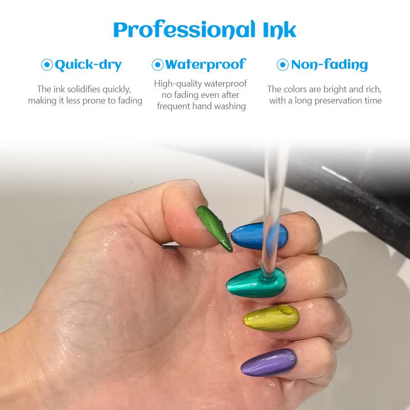 10-Color Quick-Dry Nail Polish Markers, 3D Metallic Nail Art Pens with Fine Tip for Precise Drawing, Easy-Control Liner Kit for Gel, Acrylic & Natural Nails, Beginner Friendly DIY Manicure Tools for Salon & Home, Nail Art Supplies Gift for Women & Kids