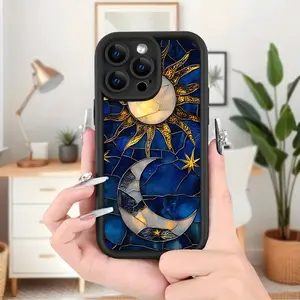 A mobile phone case featuring sun, moon, and star patterns, TPU shockproof full protection case, suitable for iPhone 17/16/15/14/13/12/11 PRO MAX PLUS AIR E XS and PROMAX MINI, is an ideal gift for friends and family, T2042
