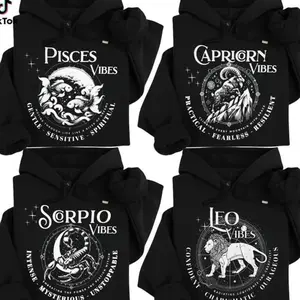 All 12 Zodiac Hoodie – Astrology Woman Graphic with Leopard Camo Zodiac Text, Streetwear Horoscope Style Hoodie for Women NQQ