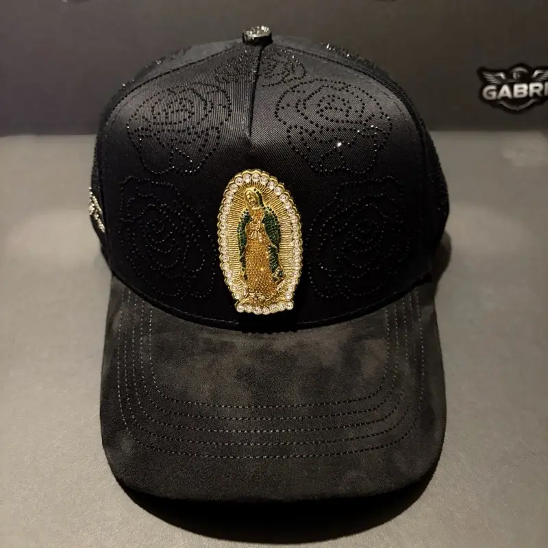 Virgen De Guadalupe Caps Fans Embellished with Virgin Mary Emblem
