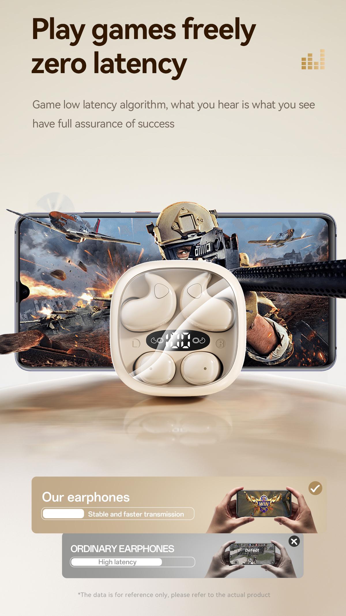 Chengruida M126 HiFi Quality 2 Pairs Wireless Earbuds, Ultra Thin Mini No Ear Pressure Side Sleep, Noise Reduction Call Long Battery Life