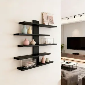 Multi-Layer Wall Mounted Shelf, No Drilling Installation, Thick Real Wood Board, Strong Load Capacity, Industrial Style Decor
