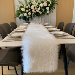 Modern Minimalist Faux Wool Table Runner, Soft Comfortable Home Dining Decor, Elegant Design for Restaurant or Coffee Shop