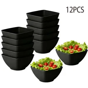 12pcs Square Bowls Set, Reusable Tableware Dessert Bowls for Dinner, Oatmeal, Salad, Soup, Home Kitchen Dining, Picnic, Camping