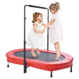 VEVOR Kids Trampoline, 56x36 inch Indoor Outdoor Trampoline, Foldable Mini Trampoline with Handle, Rebounder Trampoline for Toddlers, Birthday Gift for 3+ Years Children, Boys Girls for Fun, Red