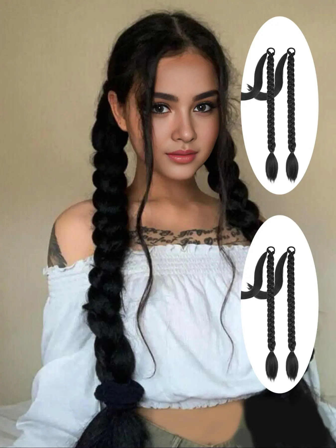 30/34/26 Inch Long Braided Ponytail Extension with Hair Tie, Natural Fluffy Synthetic Hairpiece for Women, Synthetic Hairpiece for Daily Wear, Synthetic Braiding Hair, Synthetic Hair Extensions, Ponytail Hairpieces