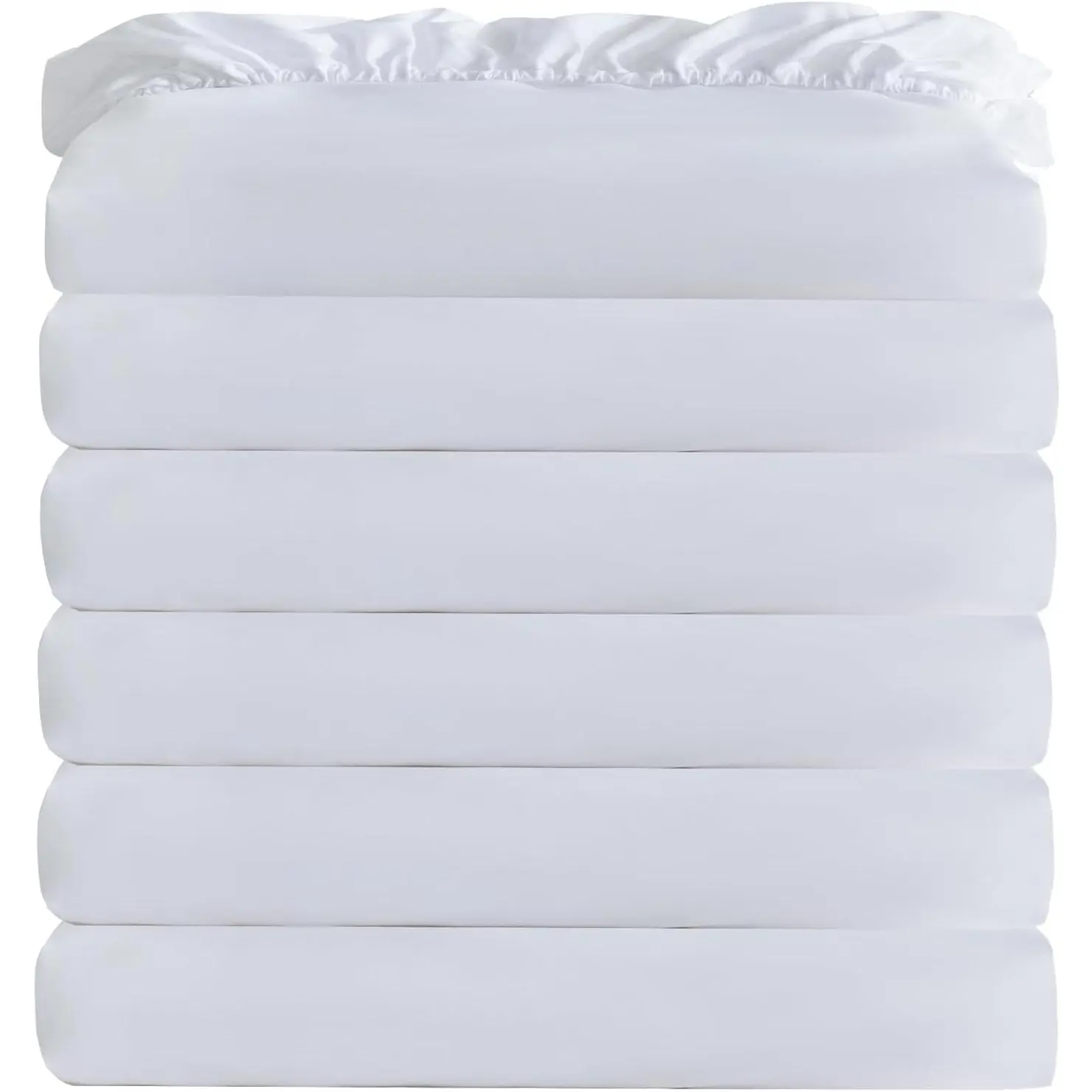 White Bulk  Fitted Sheet Only Deep Pocket 6 Pack, Quick Sort Bottom Bed Sheets Color-Coded Label Threads, Soft Brushed Microfiber Hotel Motel Airb&bs Essentials for Hosts, 39"x75"