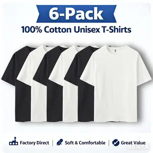 ECOTONE BLANKS 4.3 oz cotton T-shirt 6-Pack Classic Black & White Combo Factory Direct   Unisex  | Soft Comfortable Solid Color Crew Neck Short Sleeve, Regular Fit for Everyday Wear north west outfits 2026 happynewyear