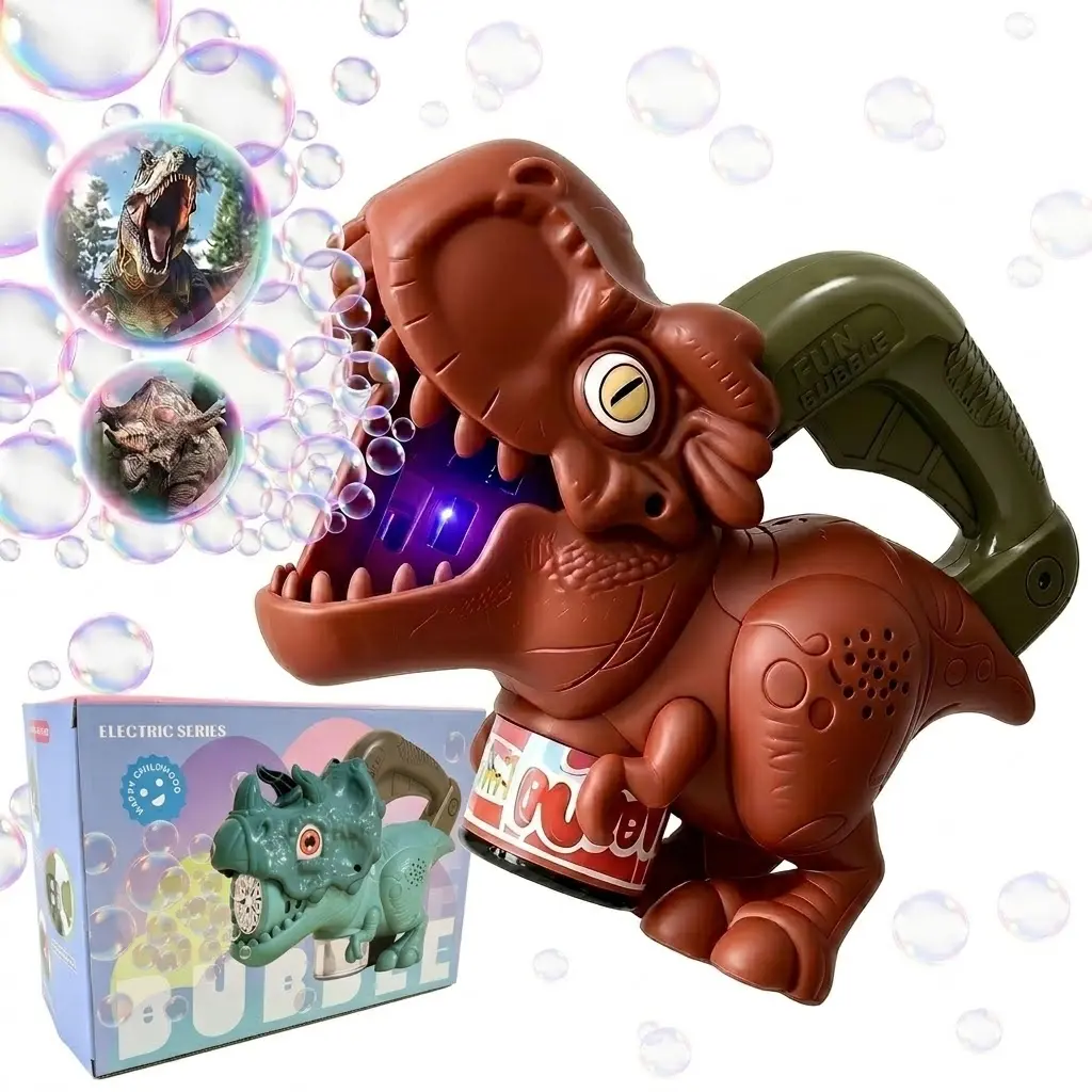 Light Up Dinosaur Bubble Gun – Automatic Bubble Machine Toy for Kids, Easy Outdoor Summer Fun, Birthday Gift for Toddlers