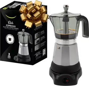 Electric Coffee Maker (6 Cups), Cuban Moka Pot (480 Watts),  for Coffee Lovers, Easy Brewing, Prepare Espresso Recipes: Italian, Latte, Macchiato & Mocaccino