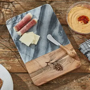 Rustic Pine Cutting Board with Spreader