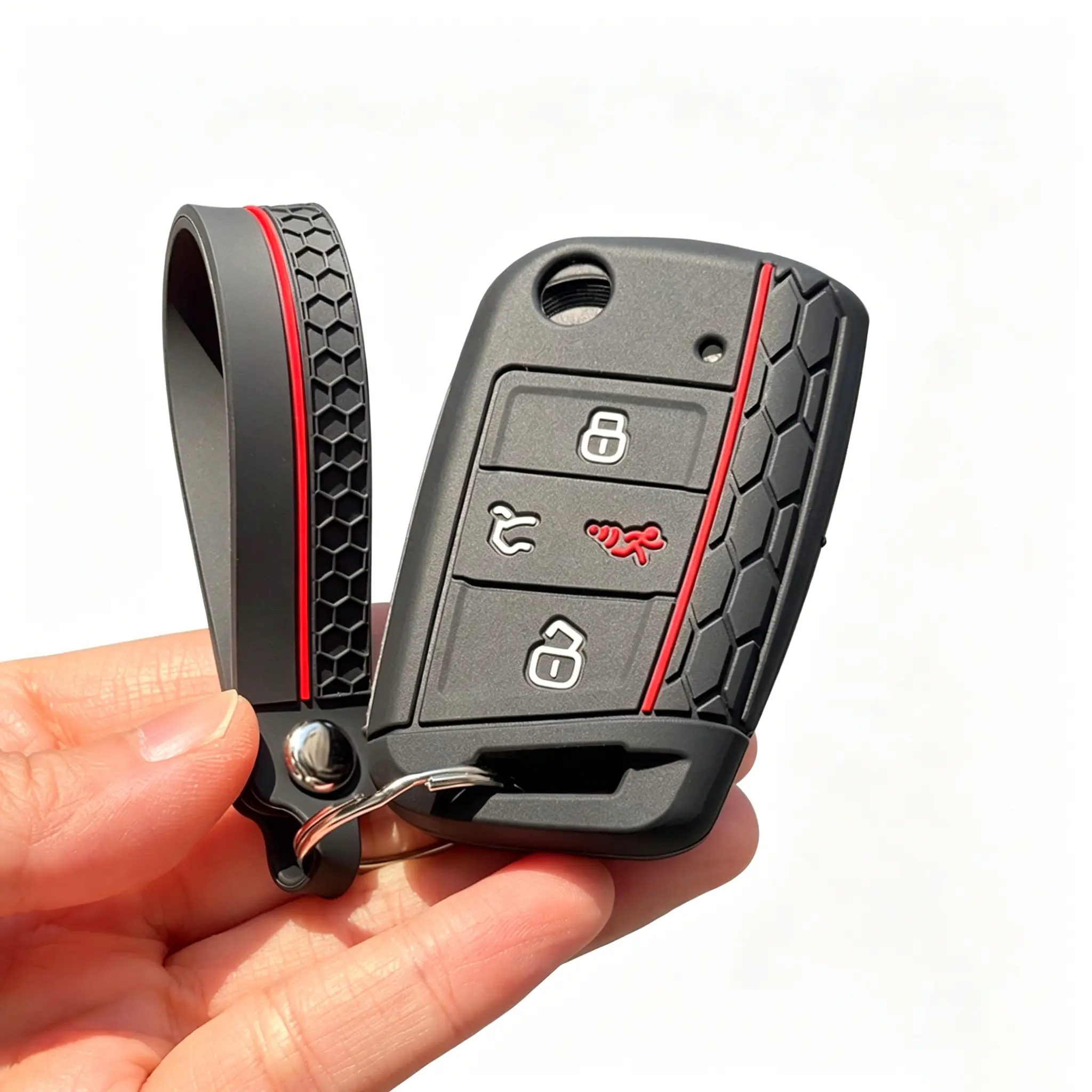 Volkswagen accessories For VW Atlas Tiguan Golf Alltrack SportWagen R Polo E-Golf Car Cover With Keychain Holder Key Case Caps Fob Car Key Protector