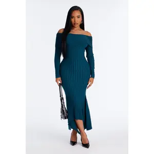 GF Material Sweater Maxi Dress - Teal