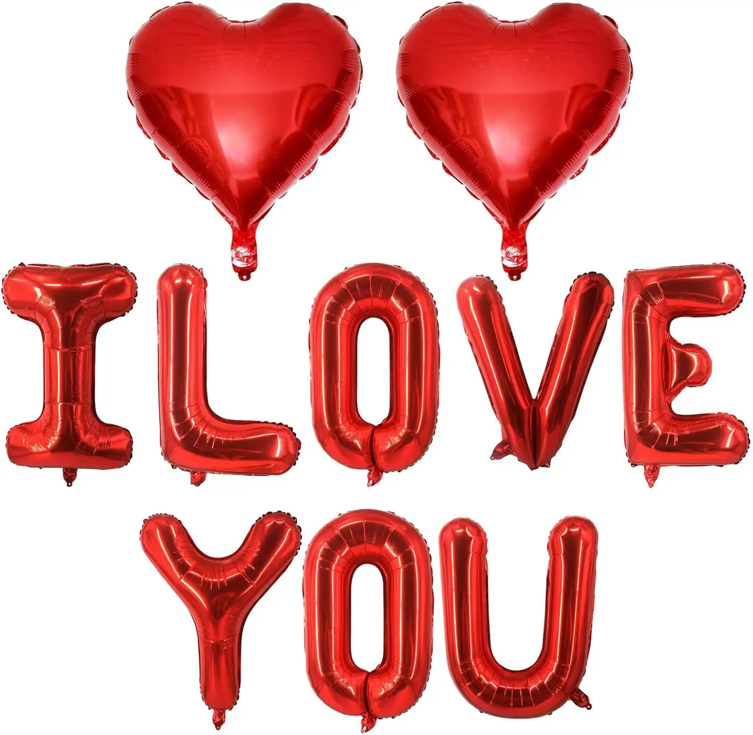 7 Pcs Red Heart Shaped Balloons I Love You Valentine Balloons for Valentines Day Bridal Shower Wedding Party Decorations Set