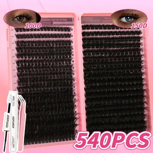 Lash Clusters Book 30D-100D D Curl Fluffy 570PCS Eyelash Extensions Kit for Fairy Lashes & Wispy Manga Lashes Halloween Makeup