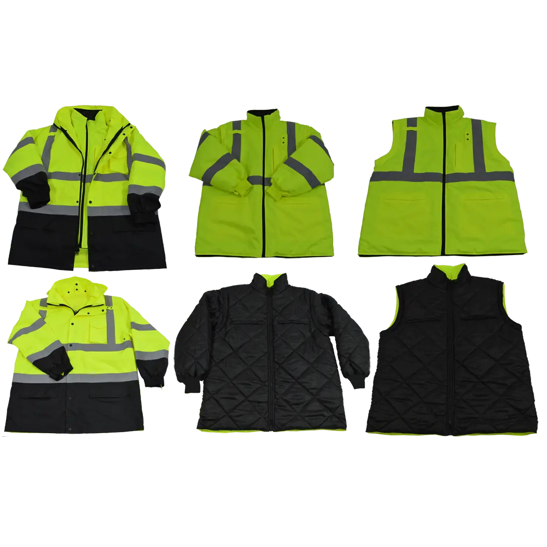 Petra Roc LBPJ6IN1-C3-M Lime & Black Two Tone Waterproof 6-In-1 Parka Jacket Ansi Class 3 Light Weight Outer Jacket & Thermal Inner Inner Jacket Removable Hood, Medium
