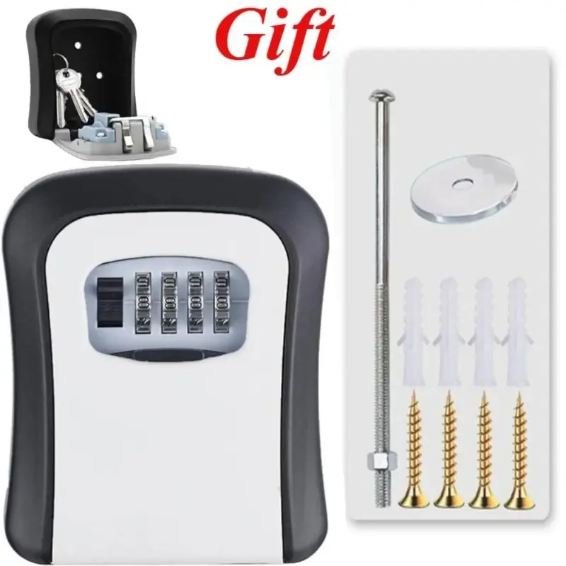 Key Safe Wall Mounted Waterproof Lock Box, Heavy Duty Outdoor Security Locking Key Box with Resettable 4-Digit Combination, Durable Key Storage Cabinet for Home, Office, Rental Properties, and Real Estate Use