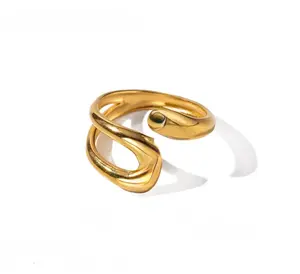 non-tarnish Fly 18K Gold Plated Stainless Split Steel Ring Jewelry