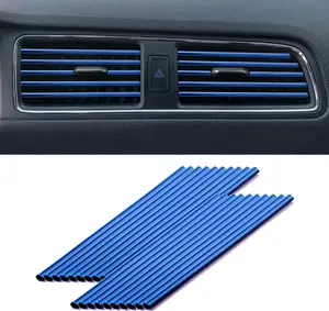 20 Pcs Car Vent Outlet Trim Strip Chrome PVC Air Conditioner Vent Outlet Decoration Interior Accessories DIY