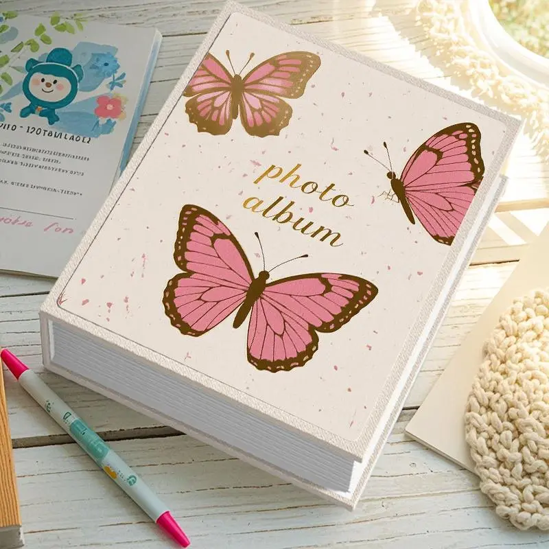 Butterfly Pattern Photo Album, Scrapbook Photo Album, Scrapbook Albums, 1 Count 200 Page Large Capacity Photo Album, Photo Storage Organizer for Home Office School, Decor