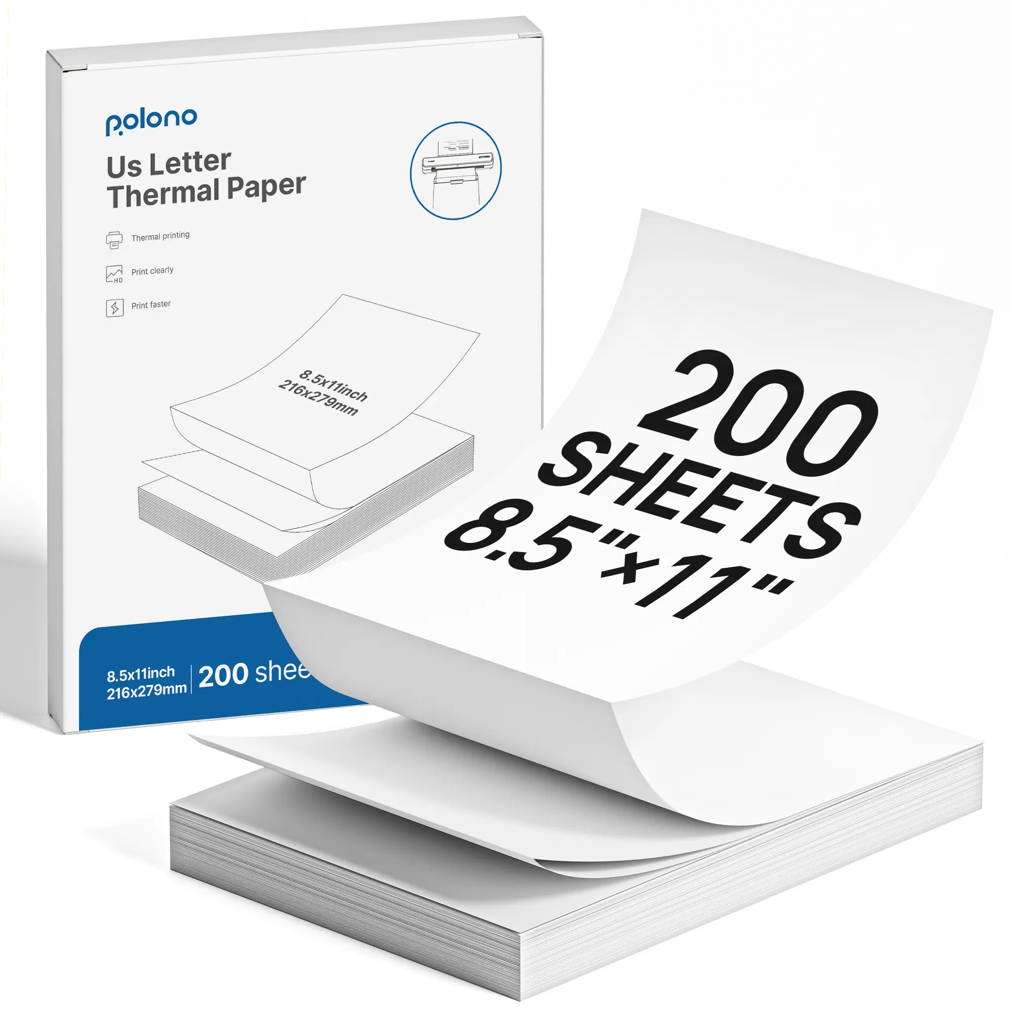 Thermal Printer Paper – US Letter 8.5x11", Compatible with D810, D820, D830 Thermal Printer– BPA Free for Teachers, Students, Office, Home & Forms