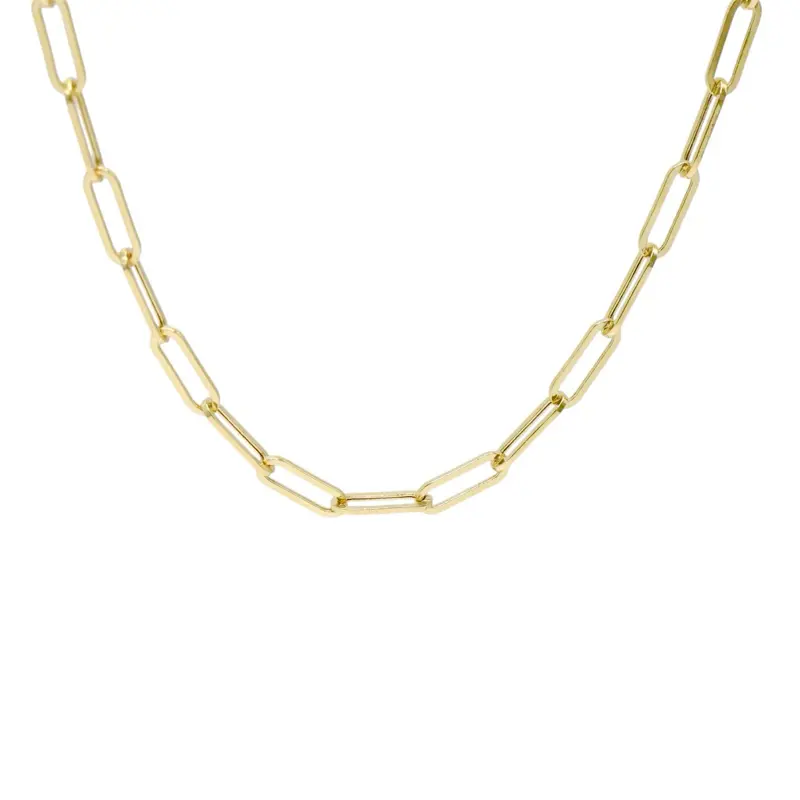 14KT Gold Paperclip Chain 3mm (Semisolid)- Elegant Layered Design for Versatile Styling
