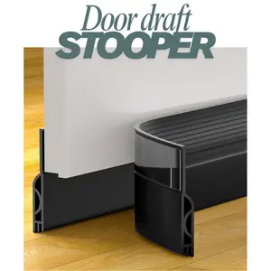 Swiilpo Door Draft Stopper, Door Sweep for Bottom of Door, Weather Stripping Door Seal, Under Door Gap Filler, Under Door Draft Blocker Soundproof/Insulator, Door stoppers (Black, 39'’)Quesear