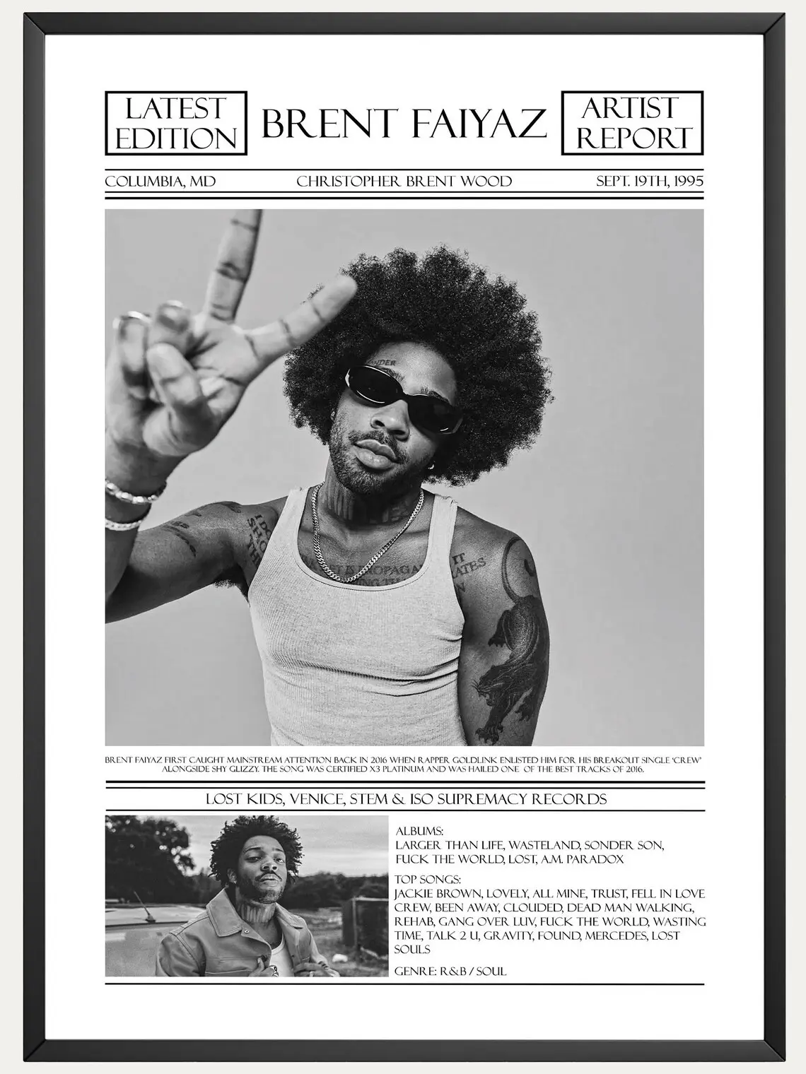 Brent Faiyaz Cover Poster - Brent Faiyaz Wallpaper - Print Poster - Wall Art