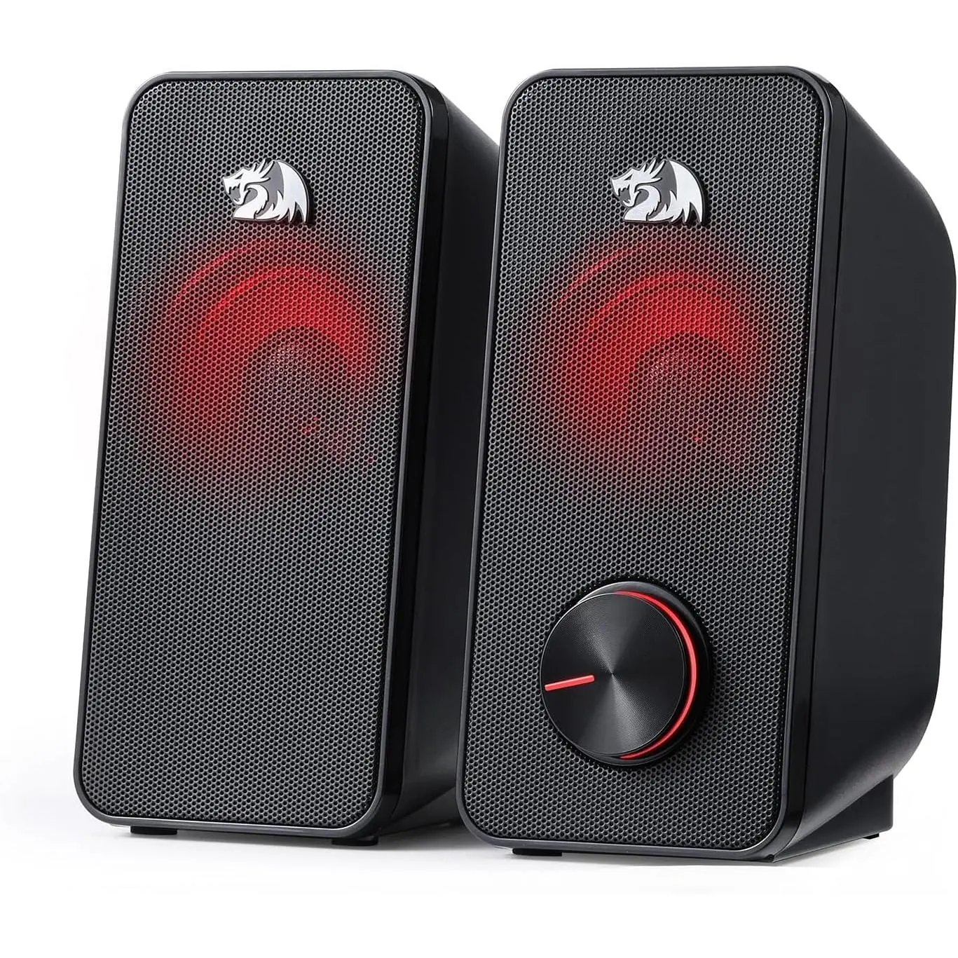 Redragon GS500 Stentor PC Gaming Audio Speaker, 2.0 Channel Stereo Desktop Computer Speaker with Red Backlight, Quality Bass and Crystal Clear Sound, USB Powered with a 3.5mm Connector,father'sdaygifts