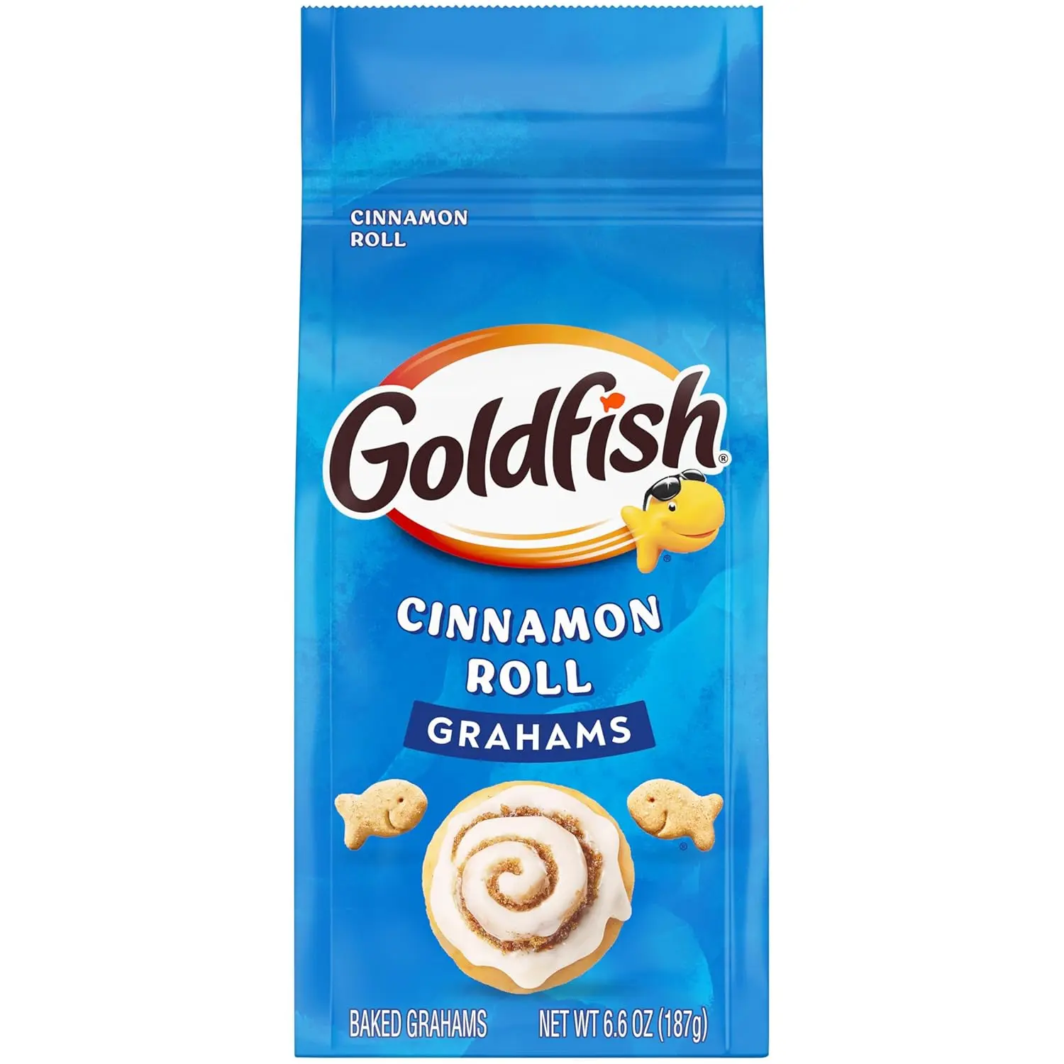 Goldfish Grahams Cinnamon Roll-Flavored Crunchy Tasty Baked Cream Snack Crackers, 6.6 Oz Bag