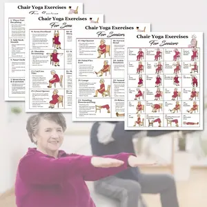 4-Piece chair yoga practice set for the elderly and beginners with detailed fitness guide, size 8.0x10.0 inches - perfect gift choice for home, bedroom, kitchen, living room, hotel