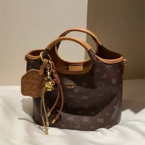 Color blocked old flower bag, dog Danube River tote bag, women's new handbag, single shoulder crossbody bag