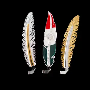 Tejana Hat Feather - Decorative Feather with Red, Green, and Gold Accents for Stylish Accessory