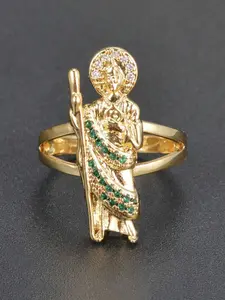 Unique St. Jude Ring Rhinestone Decor Religious Belief Jewelry Index Finger Rings for Women & Man Delicate Jewelry Fashion Engagement Rings Perfect for Engagement Weddings, Daily Wear Anniversary Gift