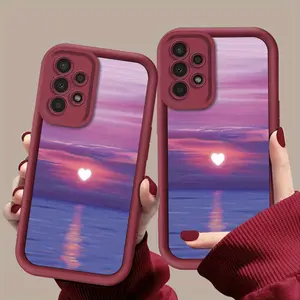 Beautiful Heart Sea Sunset Pattern Phone Case for Samsung Galaxy S26 S25 S24 S23 S22 S21 Fe Plus Ultra A13 A14 A15 A16 A17 A33 A34 A35 A36 A52 A53 A54 Note20