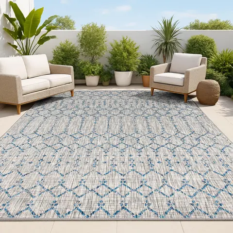 JONATHAN Y Ourika Water-Repellent Durable Arab Moroccan Style Decorative Area Rug - 6'x9' Rectangle Polypropylene Flatweave, Abstract Geometric Textured, Indoor-Outdoor, Multiple Sizes Available, Rug Pad Use Recommended