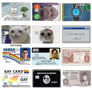 Custom Funny Nostalgic Meme Cartoon License Small Chip Big Chip Holographic Credit Card Decal Sticker Card Skin Vinyl Sticker Card Cover Pop Culture