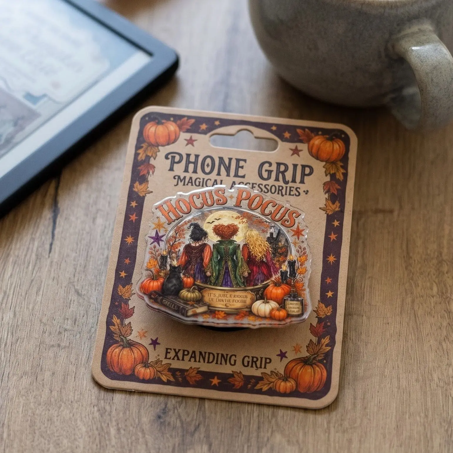 Hocus Pocus Phone Grip, Halloween Witch Phone Holder, Spooky Fall Kindle Grip, Witchy Pumpkin Phone Accessory, Halloween Gift for Her