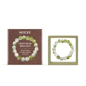 Hoexe Green Crushed Bead Bracelet Unisex Fashion Convenient Comfortable Daily Life Decorative Bracelet