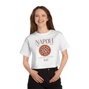 Copy of Napoli Pizza Illustration Cropped T-Shirt | Italy Campania Region