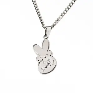 Simple Cartoon Clavicle Chain Stainless Steel LOVE Rabbit Necklace Personalized Fashionable Men's and Women's Jewelry