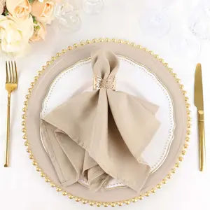 5 Pack Premium Polyester Napkins 17"x17" Nude - Wrinkle Resistant & Easy Care Cloth Napkins