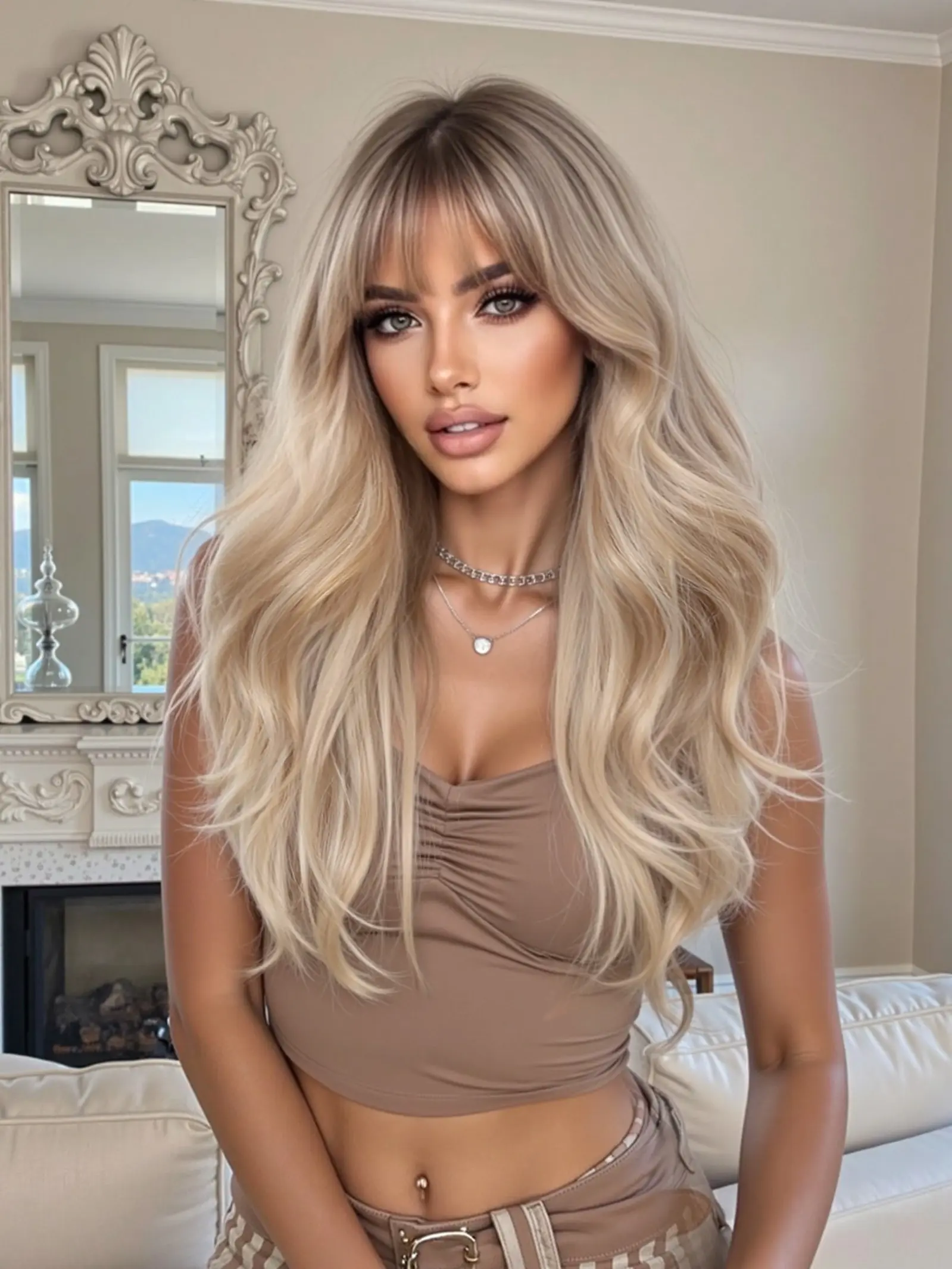 20 Inch Long Curly Wig, Medium Length Heat Resistant Fiber, Synthetic Curly Hair, Natural Look for Women, Casual Wear & Special Occasions, Synthetic Material Wigs