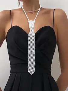 Faux Pearl Decorated Bow Tie Design Necklace, Dainty Necklaces, Fashion Jewelry for Party, Daily Clothing Decor, Trendy All-match & Exquisite Jewelry for Birthday Gift, Fashionable Jewelry Accessories